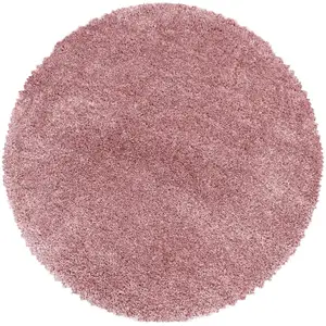 STUDIO DECO Tapis cosy rond à poils longs rose 120x120cm pas cher