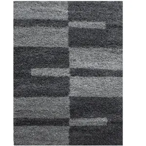 STUDIO DECO Tapis shaggy à motifs traits anthracite 160x230cm pas cher