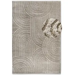 STUDIO DECO Tapis à poils longs relief mocca 160x235cm pas cher