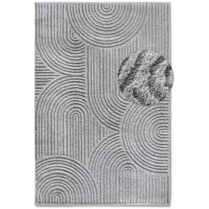 STUDIO DECO Tapis à poils longs relief gris 160x235cm pas cher