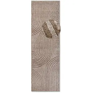 STUDIO DECO Tapis à poils longs relief mocca 80x240cm pas cher