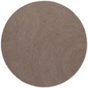 Tapis Laine tufté main motifs arcs Taupe 120cm pas cher