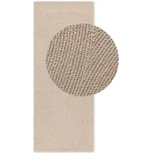 Tapis Laine tufté main motifs arcs Beige 80x200cm pas cher