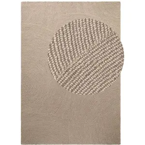 Tapis Laine tufté main motifs arcs Beige 80x150cm pas cher