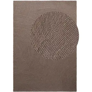Tapis Laine tufté main motifs arcs Taupe 120x180cm pas cher