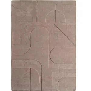 Tapis doux à relief beige 120x170cm pas cher
