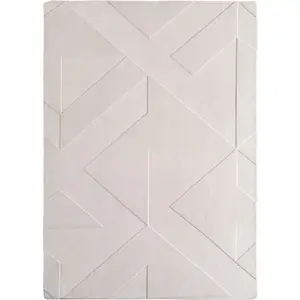 Tapis doux à relief crème 80x150cm pas cher