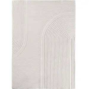 Tapis doux à relief crème 80x150cm pas cher