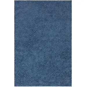 STUDIO DECO Tapis à poils longs SOFTY bleu 200x200cm pas cher