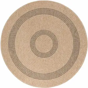 STUDIO DECO Tapis rond aspect jute beige gris 200x200cm pas cher