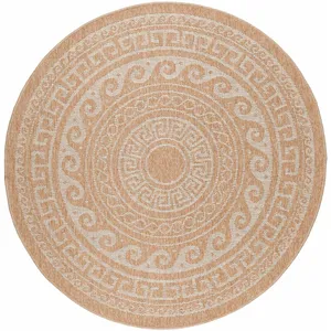 STUDIO DECO Tapis rond aspect jute motif beige crème 120x120cm pas cher