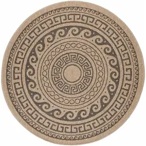 STUDIO DECO Tapis rond aspect jute motif beige gris 200x200cm pas cher