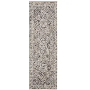 STUDIO DECO Tapis Vintage Oriental crème et gris 80x200cm pas cher