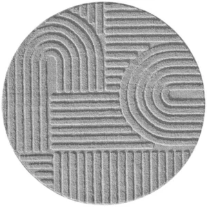 STUDIO DECO Tapis rond à relief gris 160x160cm pas cher