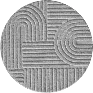 STUDIO DECO Tapis rond à relief gris 120x120cm pas cher