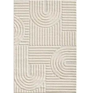 STUDIO DECO Tapis à relief crème 140x200cm pas cher