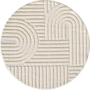 STUDIO DECO Tapis rond à relief crème 160x160cm pas cher