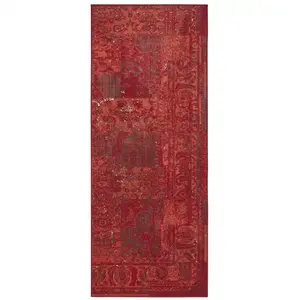 STUDIO DECO Tapis design à poils courts rouge 80x250cm pas cher