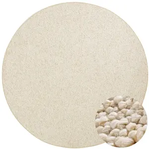 STUDIO DECO Tapis rond bouclé tufté crème 200x200cm pas cher