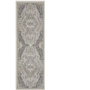 STUDIO DECO Tapis Vintage Oriental crème et gris 80x200cm pas cher