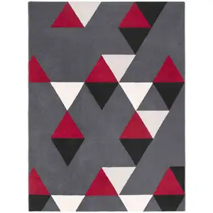 Tapis 150x200 cm URBANO coloris gris/rouge pas cher