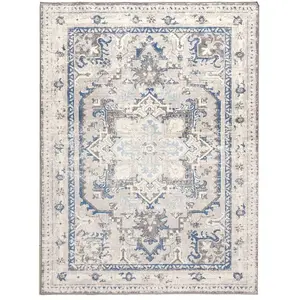 Tapis 150x200 cm ALI coloris bleu/blanc pas cher
