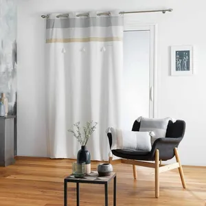 CDaffaires Rideau 100% Coton a Oeillets 140 x 240 cm à Pompons Iliade pas cher