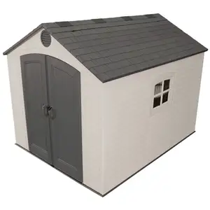 HABRITA Abri résine PEHD 7,44m2 - imitation bardage grand volume + plancher - toit 2 pentes pas cher