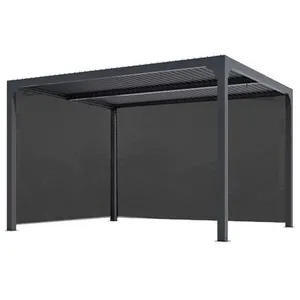 Comparateur de prix : HABRITA Pergola bioclimatique Autoportée - Aluminium - Avec rideaux manuels - 10,8m²  