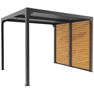 Comparateur de prix : HABRITA Pergola bioclimatique aluminium ventelles côté imitation bois