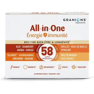 Comparateur de prix : Granions All In One Routine énergie & Immunité   60 comprimés