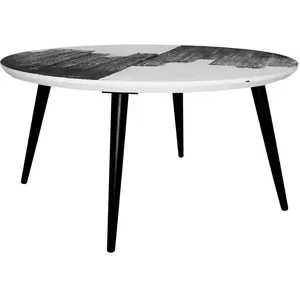 Signature Table basse avec plateau à peinture abstraite argent - L80 cm pas cher