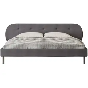 Comparateur de prix : Lit capitonné 140x190cm gris avec tête de lit et sommier TULSA