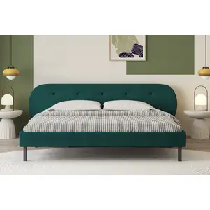 Comparateur de prix : Lit capitonné 140x190cm vert avec tête de lit et sommier tulsa
