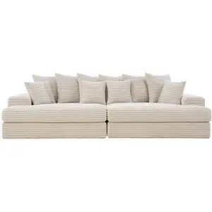 Comparateur de prix : CARDIFF - Canapé 4 places assise profonde en velours côtelé beige