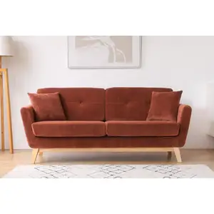 Comparateur de prix : Canapé scandinave 3 places en velours côtelé terracotta HOGA