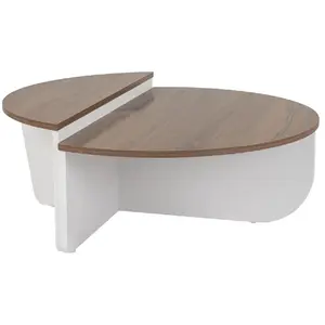 CONCEPT USINE Table basse ronde podium bois noyer et blanc 90cm xyn pas cher