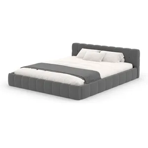 Comparateur de prix : Lit nuage 140x190cm en velours gris kansas