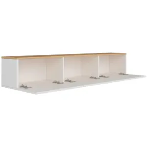 Comparateur de prix : Concept-Usine Meuble Tv Suspendu Avec Placards 150cm Blanc Et Bois Hal