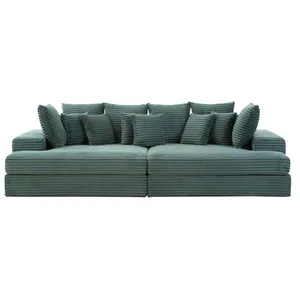 Comparateur de prix : Canapé 4 places assise profonde en velours côtelé vert cardiff