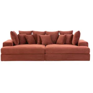 Comparateur de prix : Canapé 4 Places Assise Profonde En Velours Côtelé Terracotta Cardiff