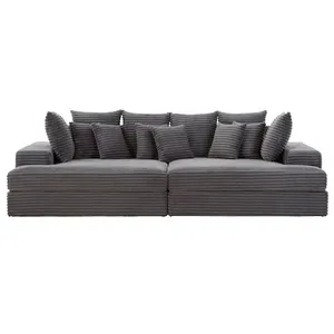 Comparateur de prix : Canapé 4 places assise profonde en velours côtelé gris anthracite