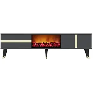 Comparateur de prix : Concept-Usine Meuble TV avec cheminée LED 150cm gris anthracite SUNY