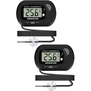 Thermomètre Lcd Numérique D'Aquarium Avec Ventouses Et Sonde Étanche Pour Aquarium Fish Tank, Reptile Terrarium (2pcs)Vendu parmanomano