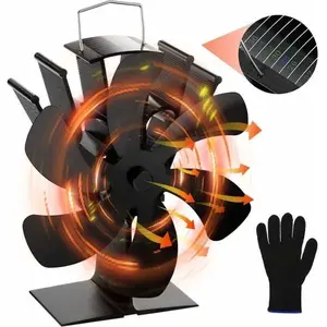 Ventilateur Poele À Bois 6 Pales Ventilateur Cheminée Alimenté À La Chaleur Ventilateur Silencieux Avec Protection Contre Le Surchauffe Pour Poêle À Bois Cheminée Gaz Bûche Poêle À Granulés avec Des G pas cher