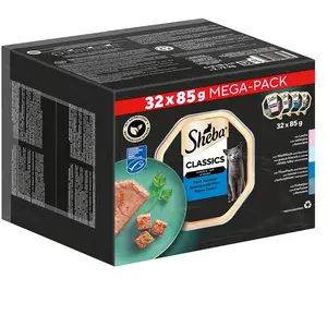 Comparateur de prix : 32x85g Sheba Terrines classiques - Pâtée pour chat