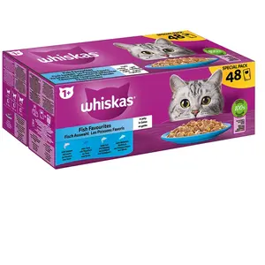 Whiskas Adult 1+ 48 x 85 g pour chat - Sélection de poisson en gelée pas cher