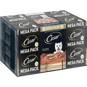 Comparateur de prix : 24x150g Cesar Les terrines classiques - Pâtée pour chien