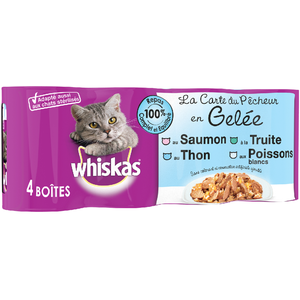 Comparateur de prix : 4 boites pour chat WHISKAS La carte du Pecheur aux poissons 390g