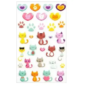 Clairefontaine Maildor 560500C - GOMMETTES 3D Cooky - 1 planche 12x8 cm - 31 stickers - CHATS/COEURSVendu parscrapmalin